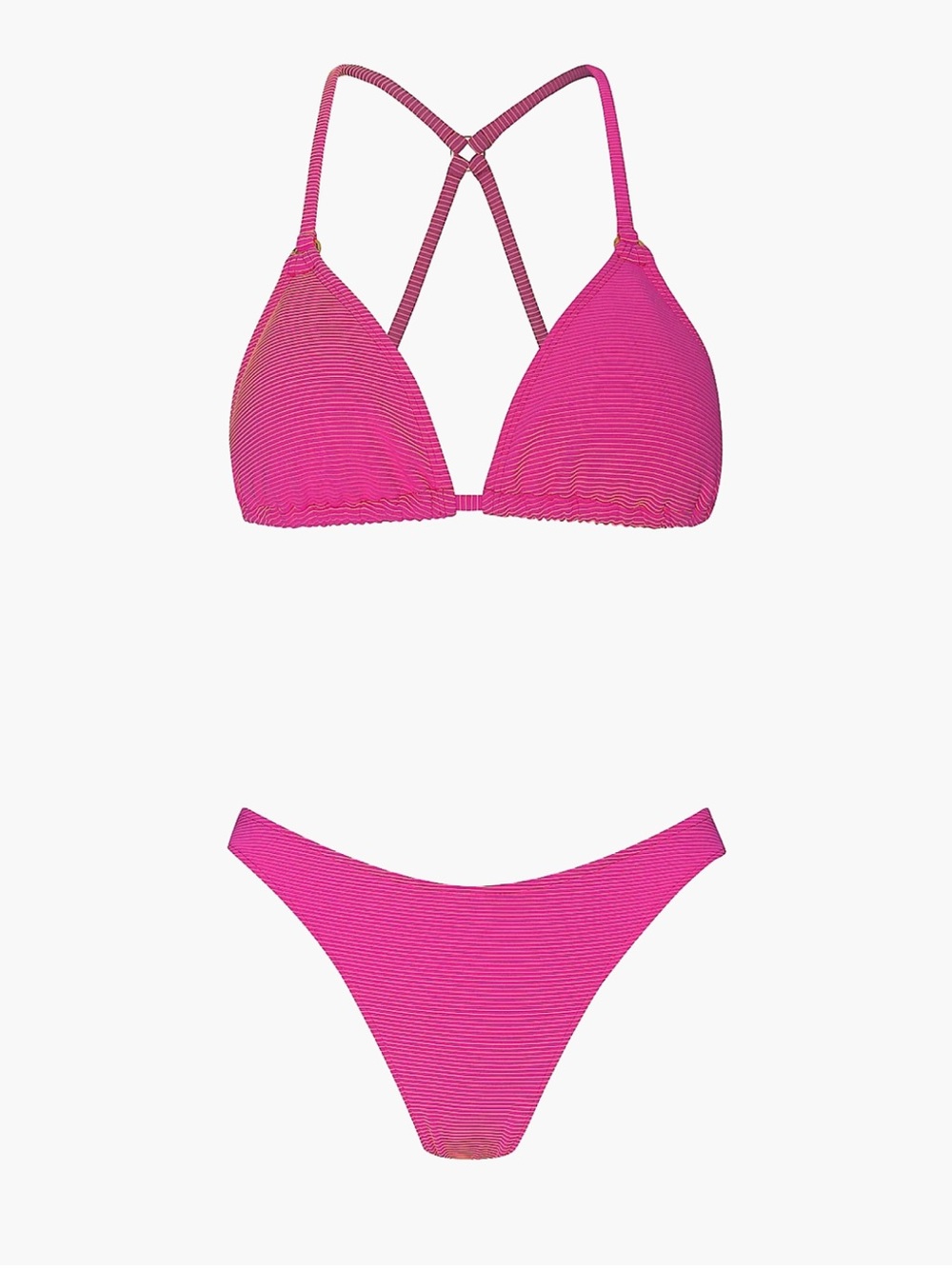 PQ Swim Nova Hot Pink Cranberry Ribbed Triangle Bikini Top - Picture 10 of 13